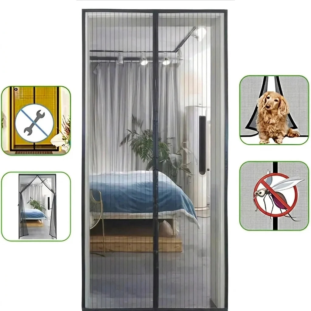 Magnetic Screen Door Self-Closing Tool-Free Installation Insect Protection