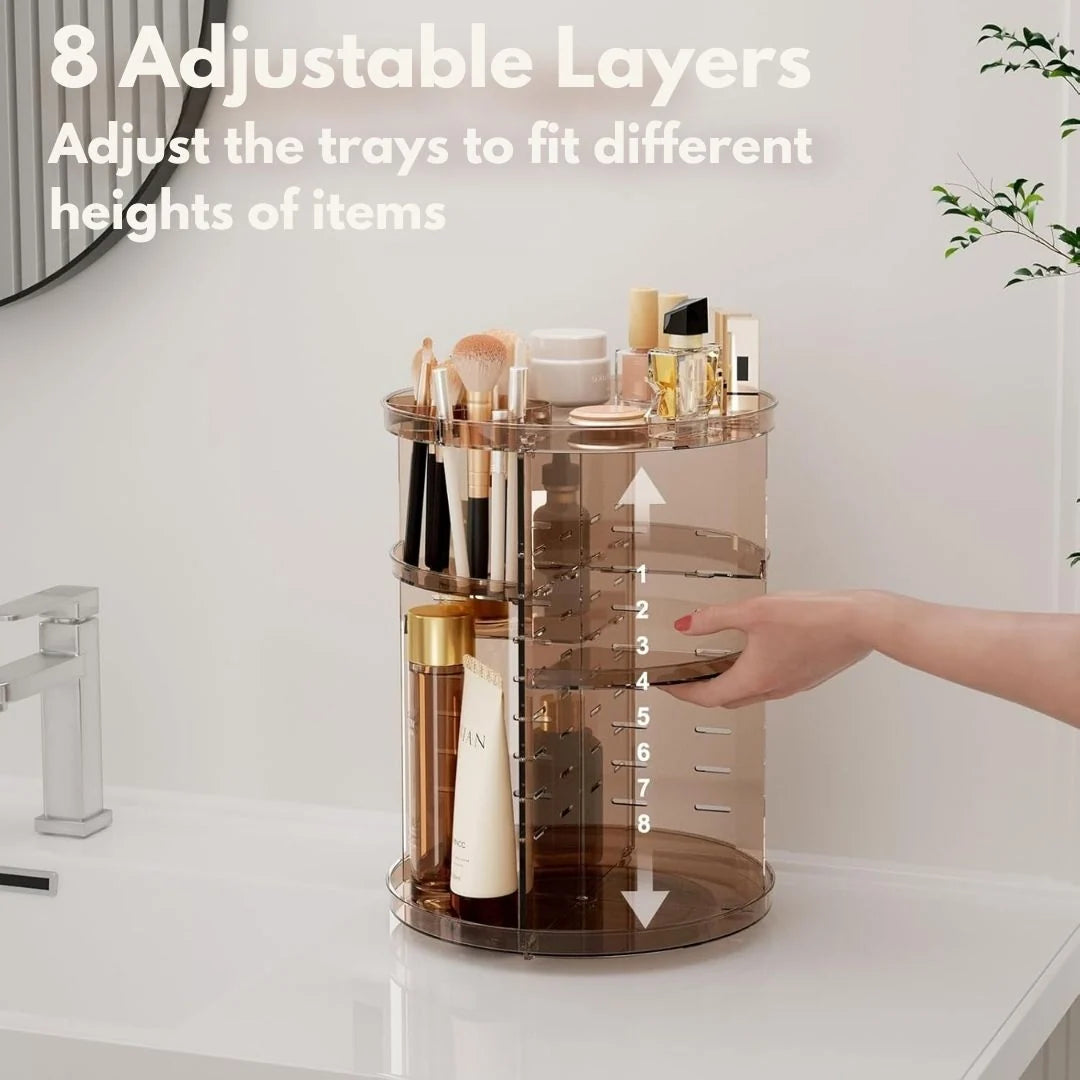 Makeup Organizer 360° Rotating & Adjustable Shelves