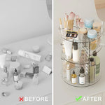Makeup Organizer 360° Rotating & Adjustable Shelves