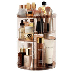 Makeup Organizer 360° Rotating & Adjustable Shelves Non-Slip Base