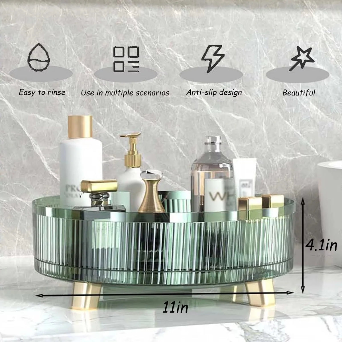 Makeup Organizer 360° Rotating Clear Plastic Space-Saving