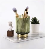 Makeup Organizer Textured Borosilicate Glass Gold Foil Accents
