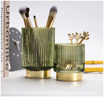 Makeup Organizer Textured Borosilicate Glass Gold Foil Accents