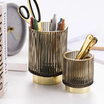 Makeup Organizer Textured Borosilicate Glass Gold Foil Accents