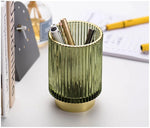 Makeup Organizer Textured Borosilicate Glass Gold Foil Accents