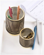 Makeup Organizer Textured Borosilicate Glass Gold Foil Accents
