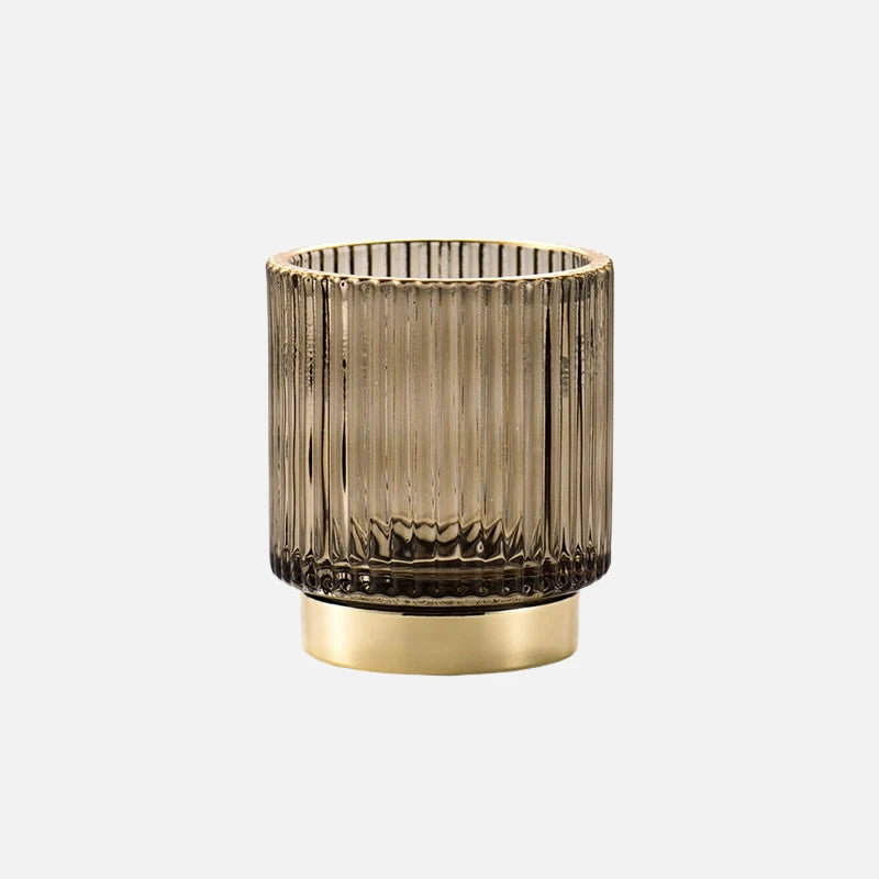 Makeup Organizer Textured Borosilicate Glass Gold Foil Accents