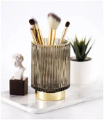 Makeup Organizer Textured Borosilicate Glass Gold Foil Accents