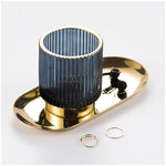 Makeup Organizer Textured Borosilicate Glass Gold Foil Accents