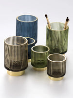 Makeup Organizer Textured Borosilicate Glass Gold Foil Accents