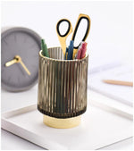Makeup Organizer Textured Borosilicate Glass Gold Foil Accents