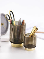 Makeup Organizer Textured Borosilicate Glass Gold Foil Accents