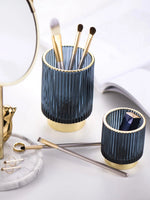 Makeup Organizer Textured Borosilicate Glass Gold Foil Accents