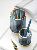 Makeup Organizer Textured Borosilicate Glass Gold Foil Accents