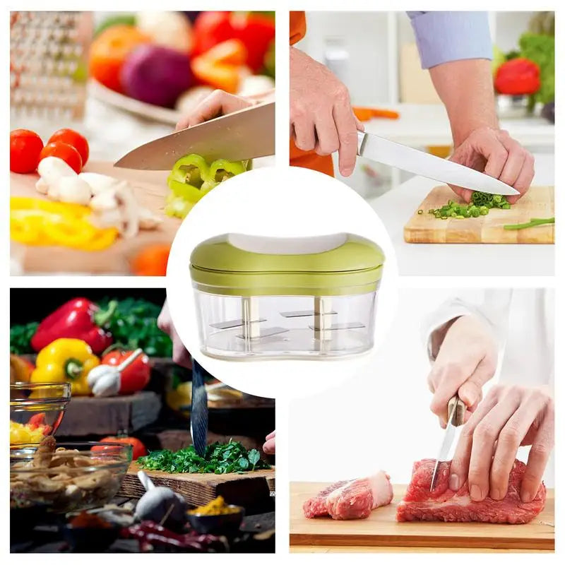 Manual Food Chopper Hand-Powered Compact Multi-Ingredient Prep Tool