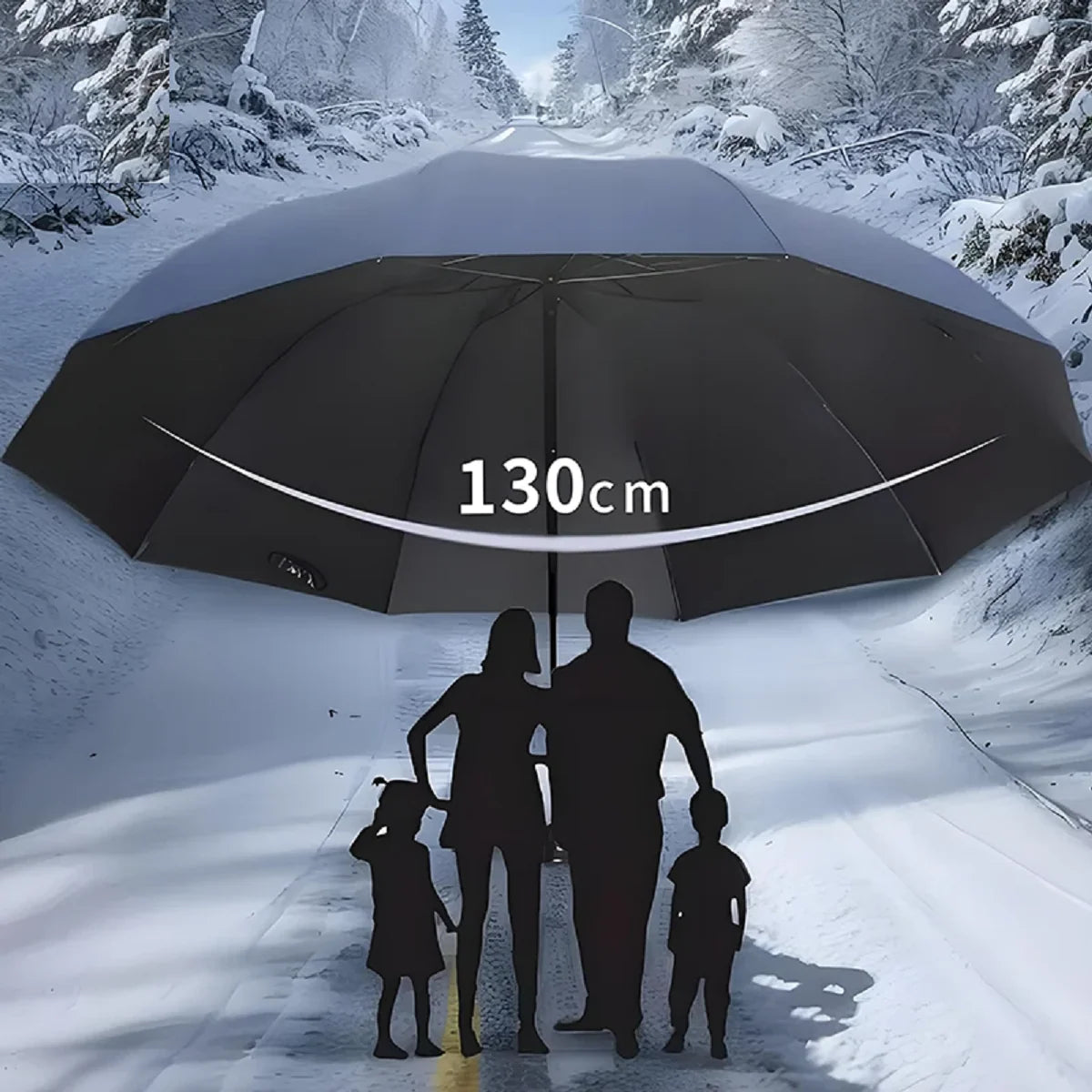 Manual Umbrella 130 cm Canopy Windproof & Water-Repellent
