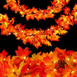 Maple Leaf Garland 9-Ft 50 Orange Lights Connectable