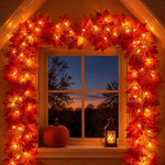 Maple Leaf Garland 9-Ft 50 Orange Lights Connectable