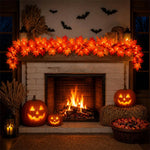 Maple Leaf Garland 9-Ft 50 Orange Lights Connectable