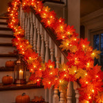 Maple Leaf Garland 9-Ft 50 Orange Lights Connectable