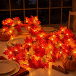 Maple Leaf Garland 9-Ft 50 Orange Lights Connectable