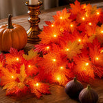 Maple Leaf Garland 9-Ft 50 Orange Lights Connectable