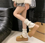 Mary Jane Loafers Suede Sheepskin Lined Platform Adjustable Buckle