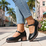 Mary Jane Shoes Adjustable Strap Block Heel Round Toe