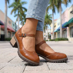 Mary Jane Shoes Adjustable Strap Block Heel Round Toe