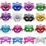 Masquerade Mask Lace-Like Pattern Glitter Details Adjustable Strap