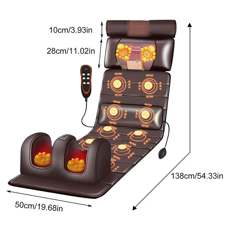 Massage Mat Full-Body Heat, Vibration & Kneading Foldable