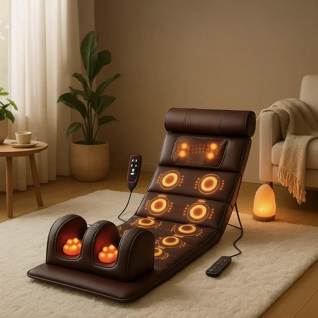 Massage Mat Full-Body Heat, Vibration & Kneading Foldable