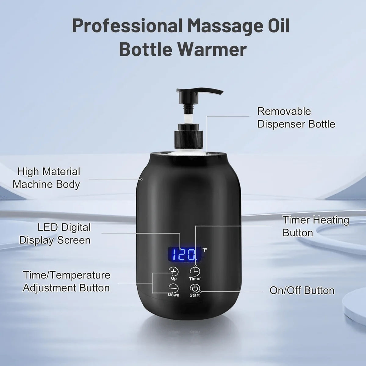 Massage Oil Warmer Electric Adjustable Temperature 360° Heating