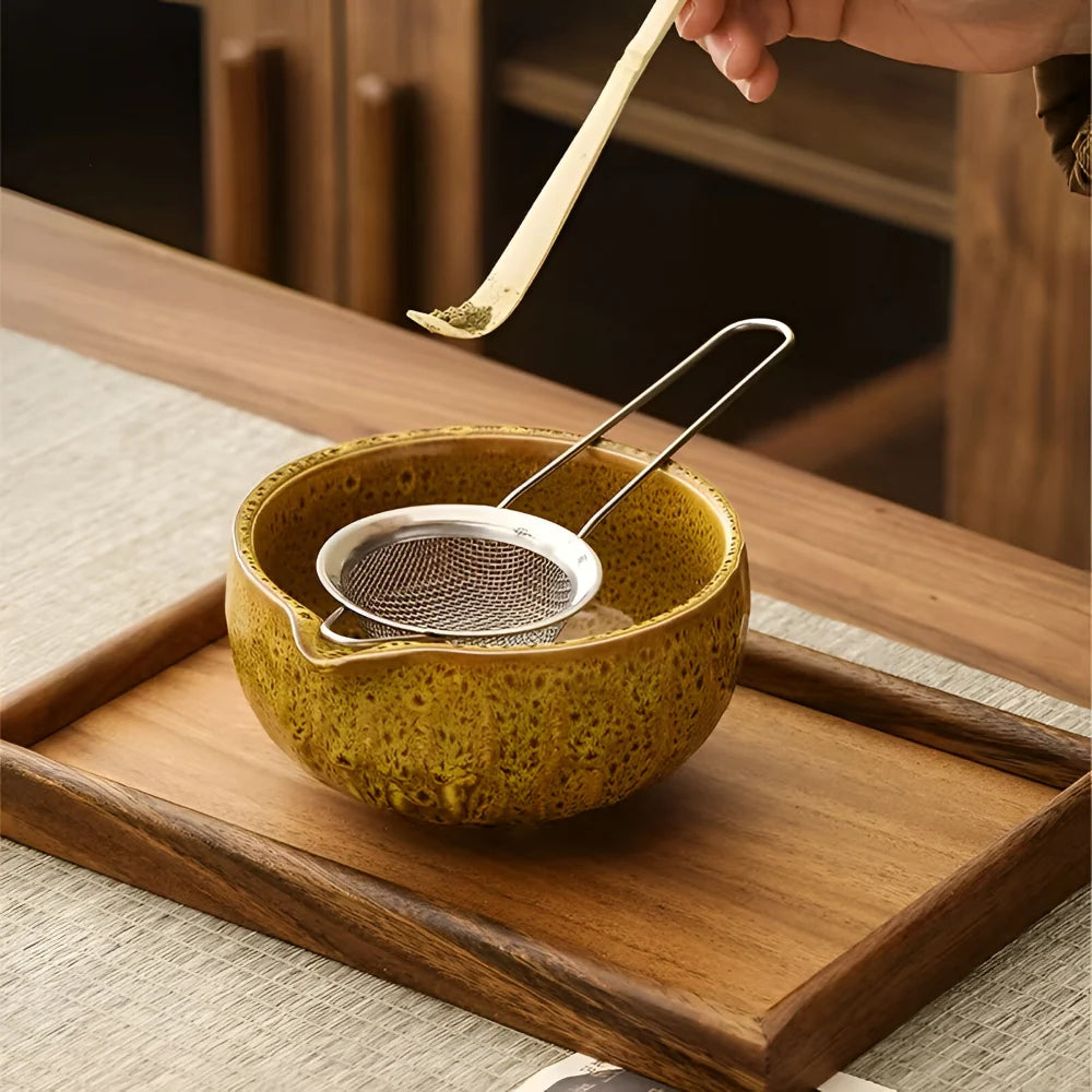 Matcha Tea Set Ceramic Bowl Set of 5