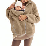 Maternity & Babywearing Jacket Teddy Fleece Expandable Front