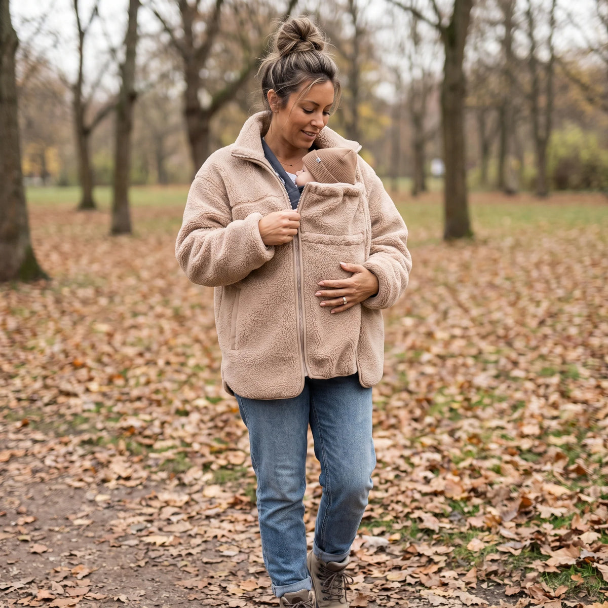 Maternity & Babywearing Jacket Teddy Fleece Expandable Front