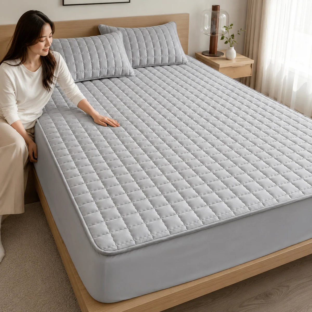 Mattress Protector Water-Repellent Quilted Breathable Machine-Washable