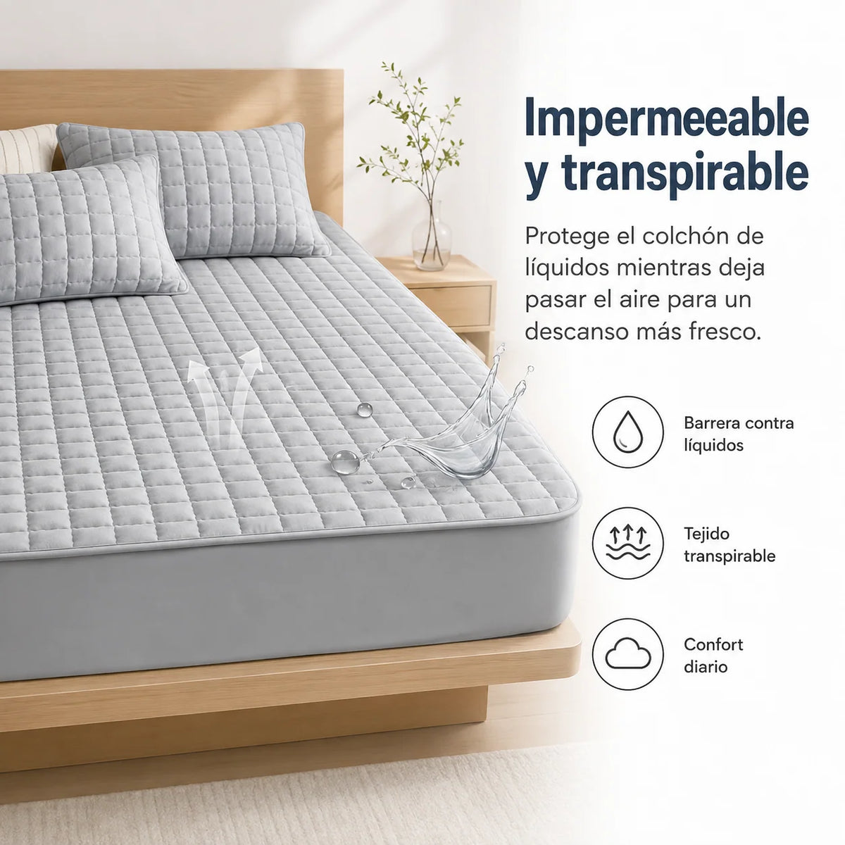Mattress Protector Water-Repellent Quilted Breathable Machine-Washable