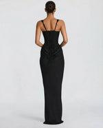 Maxi Dress Corset Bodice Square Neckline Ruching