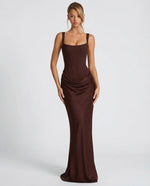 Maxi Dress Corset Bodice Square Neckline Ruching