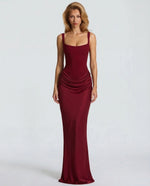 Maxi Dress Corset Bodice Square Neckline Ruching