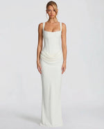 Maxi Dress Corset Bodice Square Neckline Ruching