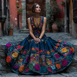 Maxi Dress Floral Print V-Neck Sleeveless Floor-Length