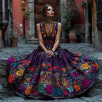 Maxi Dress Floral Print V-Neck Sleeveless Floor-Length