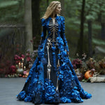 Maxi Dress Long Sleeve Skeleton Floral Print