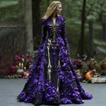 Maxi Dress Long Sleeve Skeleton Floral Print