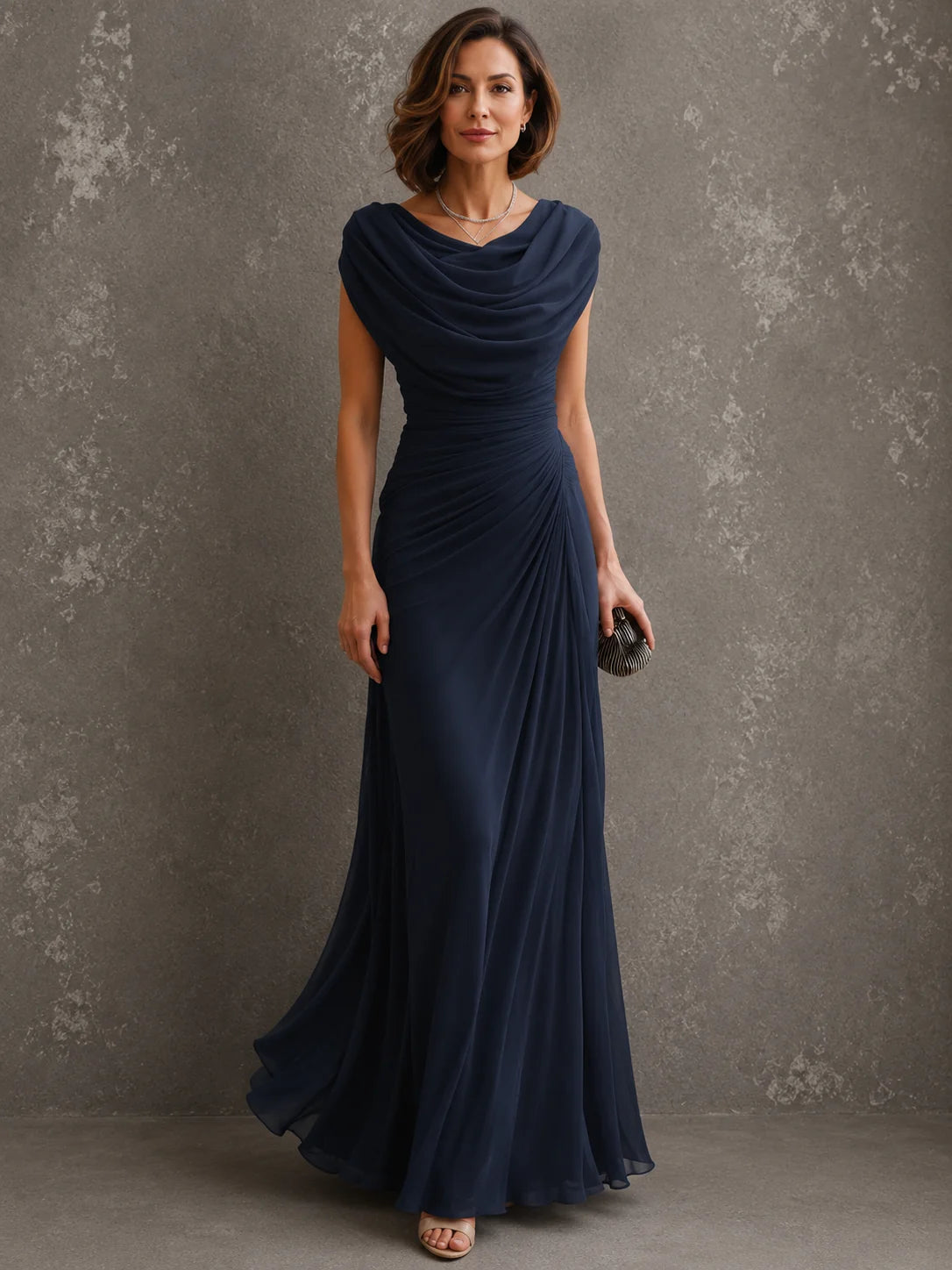 Maxi Dress Sleeveless Draped Floor-Length Formal Occasion