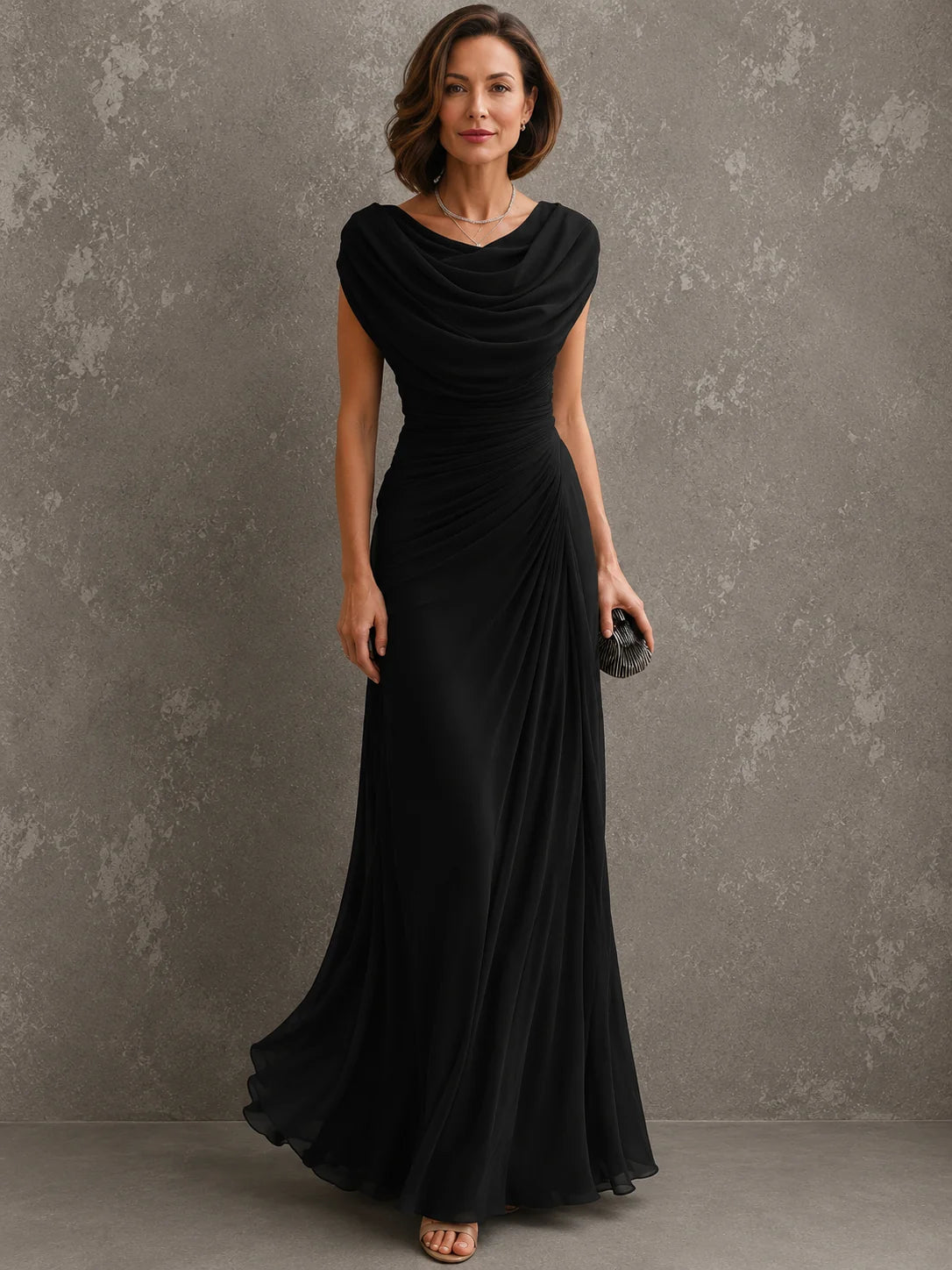 Maxi Dress Sleeveless Draped Floor-Length Formal Occasion