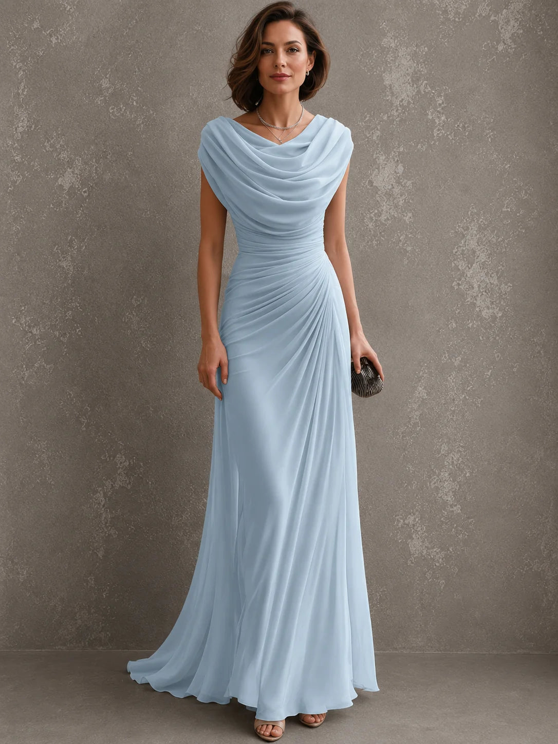 Maxi Dress Sleeveless Draped Floor-Length Formal Occasion