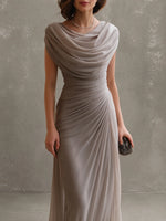 Maxi Dress Sleeveless Draped Floor-Length Formal Occasion